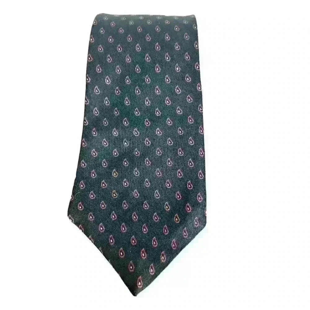 Hardy‎ Amies Black  Paisley 100% Silk Tie Necktie 3.5” Wide